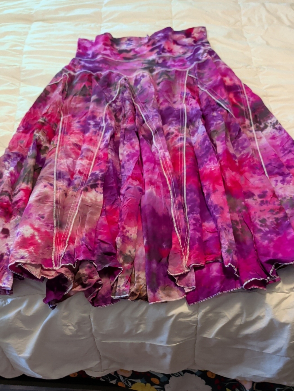 Vibrant Pink & Purple Tie-Dye Flared Women's Skirt